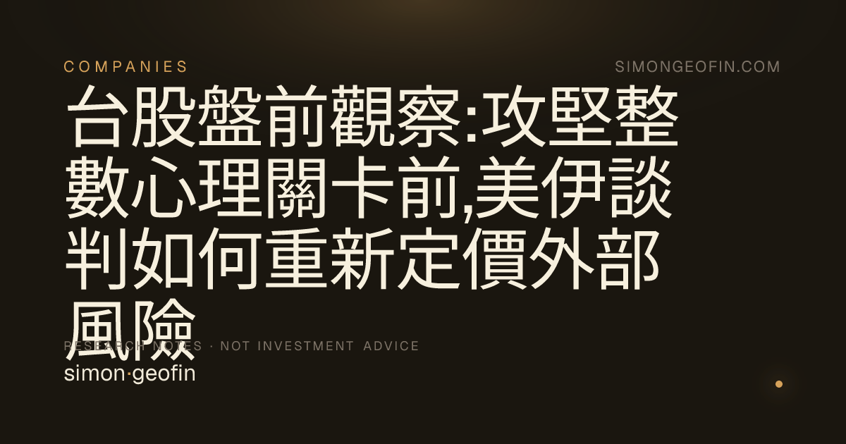 台股盤前觀察:攻堅整數心理關卡前,美伊談判如何重新定價外部風險
