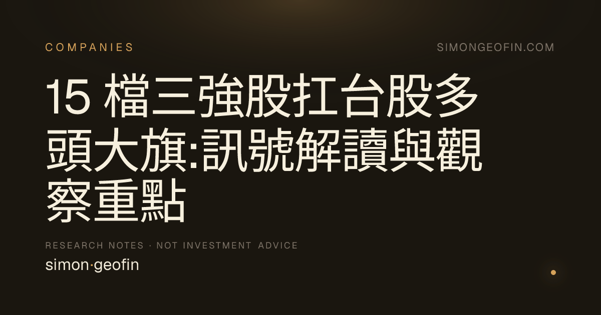 15 檔三強股扛台股多頭大旗:訊號解讀與觀察重點