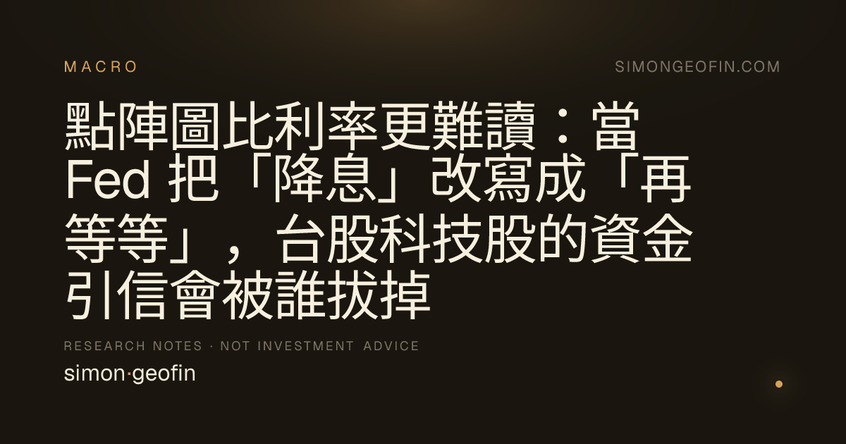 點陣圖比利率更難讀：當 Fed 把「降息」改寫成「再等等」，台股科技股的資金引信會被誰拔掉